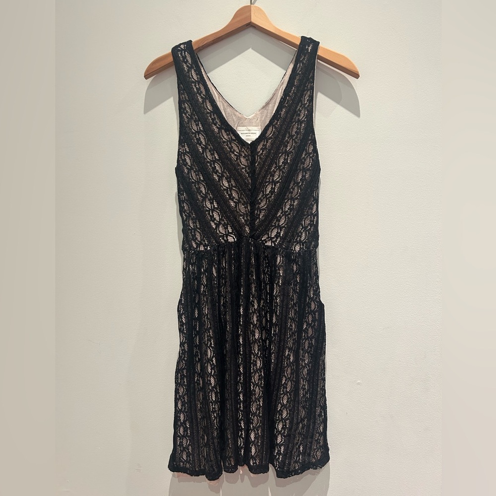 Moulinette Soeurs Black Lace V-Back Dress w/ Pockets
